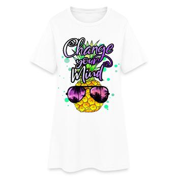 ananas frais Changez d’avis - Robe T-shirt Femme - blanc - Devant