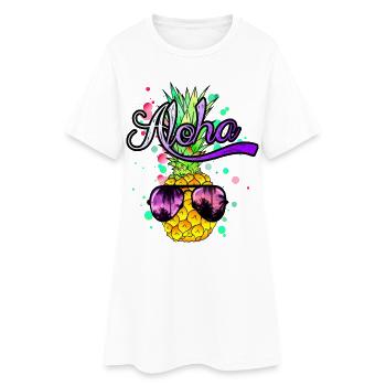 Aloha coole Ananas mit Sonnenbrille - Frauen T-Shirt-Kleid - Weiß - Vorne