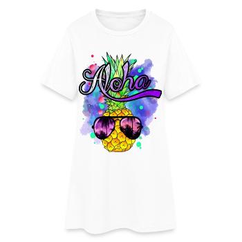 Aloha ananas coloré frais - Robe T-shirt Femme - blanc - Devant