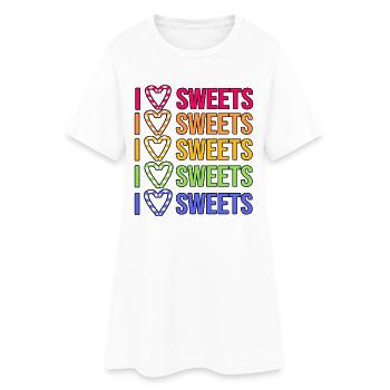 Déclaration du cœur J’aime les bonbons Avec une dent sucrée - Robe T-shirt Femme - blanc - Devant