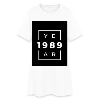 Design typographique année 1989 - Robe T-shirt Femme - blanc - Devant