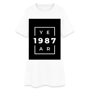 Design Anniversaire 1987 Minimaliste - Robe T-shirt Femme - blanc - Devant