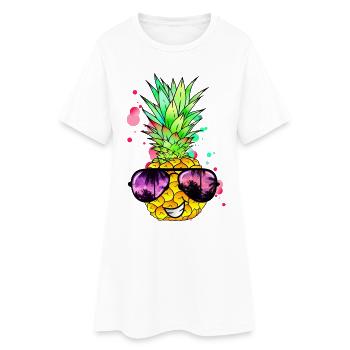 Ananas cool bunt spritzig - Frauen T-Shirt-Kleid - Weiß - Vorne