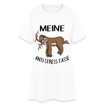 Tasse Faultier Kaffeetasse - Frauen T-Shirt-Kleid - Weiß - Vorne