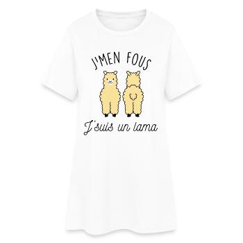 J'men fous j'suis un lama - Robe T-shirt Femme - blanc - Devant