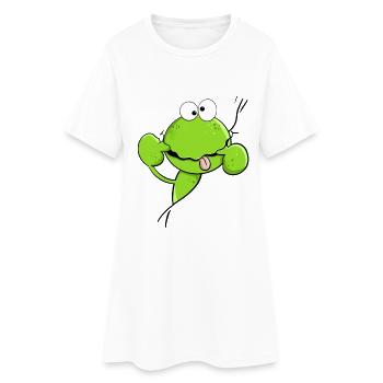 Frecher Quak Frosch I Frosch Cartoon MODARTIS - Frauen T-Shirt-Kleid - Weiß - Vorne