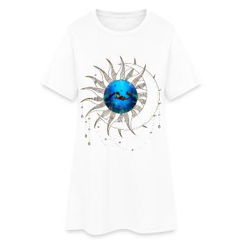 Wunderbares Steampunk-Seepferdchen auf dem Meer - Frauen T-Shirt-Kleid - Weiß - Vorne