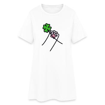 cadeau de pattes de chat à pétales de trèfle à quatre feuilles - Robe T-shirt Femme - blanc - Devant