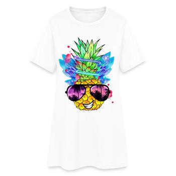 Ananas Kunst - Frauen T-Shirt-Kleid - Weiß - Vorne