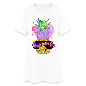 Ananas in Love - Frauen T-Shirt-Kleid - Weiß - Vorne