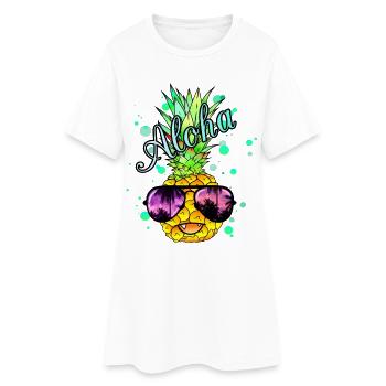Vampir Ananas mit cooler Sonnenbrille - Frauen T-Shirt-Kleid - Weiß - Vorne