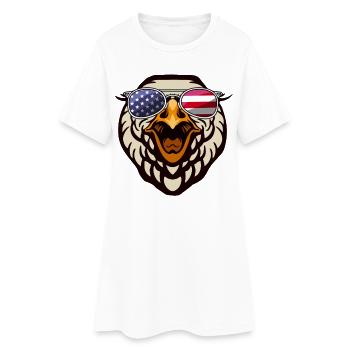 Patriotic American Bald Eagle Head Sunglasses Flag - Women’s T-Shirt Dress - white - Front
