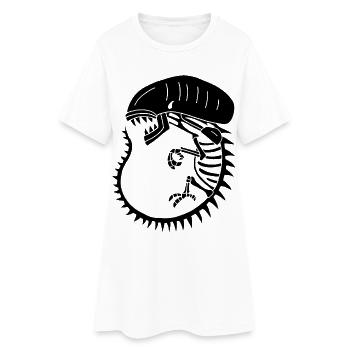 Schwarzes außerirdisches Monsterskelett - Frauen T-Shirt-Kleid - Weiß - Vorne