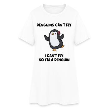 Tier Vogel Humorvoll Pinguin Süß Statement - Frauen T-Shirt-Kleid - Weiß - Vorne