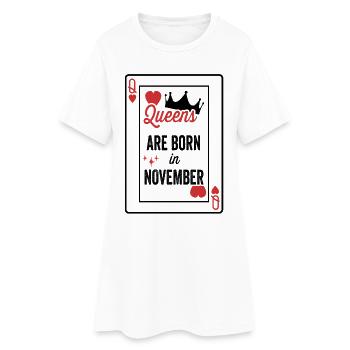Königinnen werden im November geboren Geburtstag Date Mädchen Wo - Frauen T-Shirt-Kleid - Weiß - Vorne