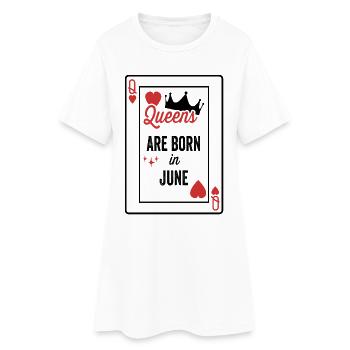 Königinnen werden im Juni geboren Geburtstag Date Mädchen Frauen - Frauen T-Shirt-Kleid - Weiß - Vorne