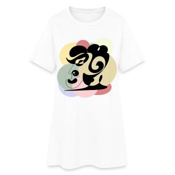 Homme au dessin au trait - Robe T-shirt Femme - blanc - Devant
