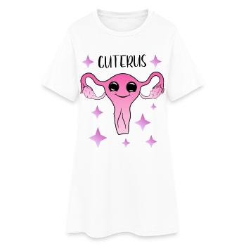 Cuterus - niedlicher Uterus - Frauen T-Shirt-Kleid - Weiß - Vorne