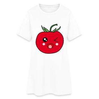 Lustige Tomate mit Gesicht Kawaii Geschenk - Frauen T-Shirt-Kleid - Weiß - Vorne