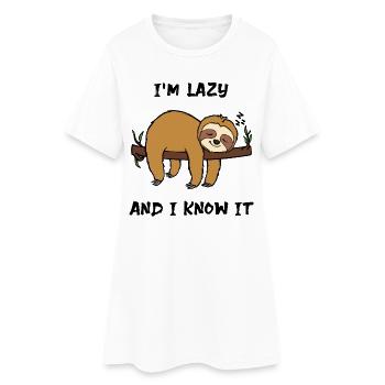 Sloth Lazy Animal Sleeping Statement Jungle - Women’s T-Shirt Dress - white - Front