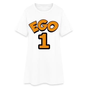Ego One orange sur fond noir - Robe T-shirt Femme - blanc - Devant