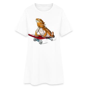 Bartdrache auf einem Skateboard - Frauen T-Shirt-Kleid - Weiß - Vorne