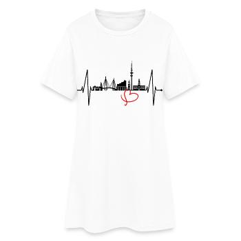 Hamburg Skyline Herzschlag Hamburger Liebe Fan - Frauen T-Shirt-Kleid - Weiß - Vorne