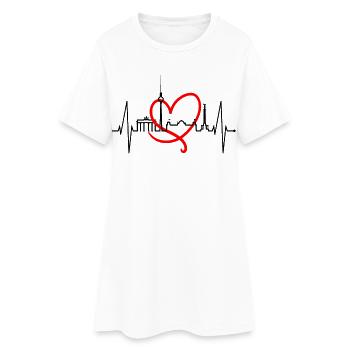 Berlin Skyline Herzschlag Herz Liebe Love Berliner - Frauen T-Shirt-Kleid - Weiß - Vorne