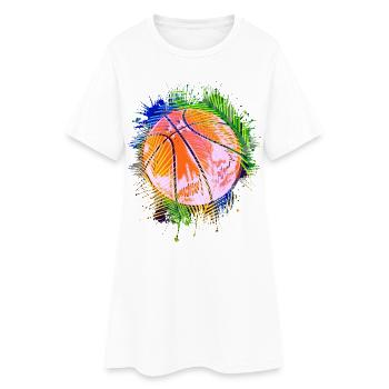 Retro Basketball - Basketballer Bunt - B-Ball - Frauen T-Shirt-Kleid - Weiß - Vorne