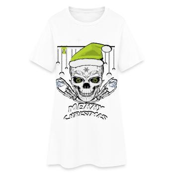 Crâne de Noël vert - Robe T-shirt Femme - blanc - Devant