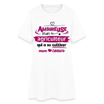 Amoureuse d'un agriculteur, humour cadeau - Robe T-shirt Femme - blanc - Devant