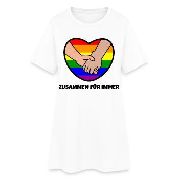 Homo Lgbt Herz Beziehung Regenbogen Statement - Frauen T-Shirt-Kleid - Weiß - Vorne