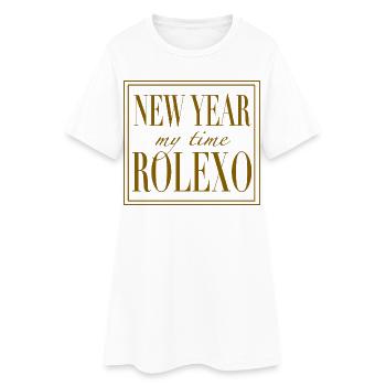 New Year My Time Rolexo – Luxury Statement - Frauen T-Shirt-Kleid - Weiß - Vorne