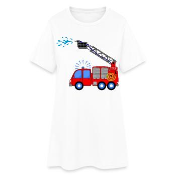 Camion de pompiers avec échelle et eau enfants - Robe T-shirt Femme - blanc - Devant