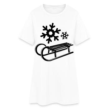 Traîneaux à neige Cristaux de glace Flocons de neige Hiver - Robe T-shirt Femme - blanc - Devant