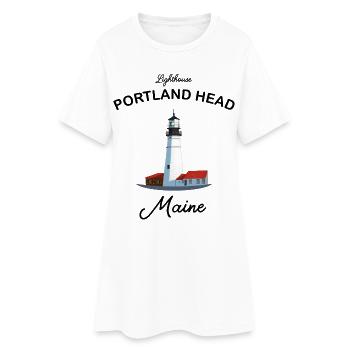 Portland Head, Leuchtturm, Maine , US Küste - Frauen T-Shirt-Kleid - Weiß - Vorne