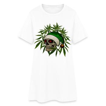 Skull Hemp Christmas Gnome Hat dark - Women’s T-Shirt Dress - white - Front