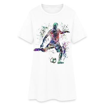 Fussball spielen - Fussball - Fussballspieler - Frauen T-Shirt-Kleid - Weiß - Vorne