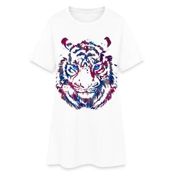 Tête de tigre - Tigre - Cat’s Eye Wildcat - Robe T-shirt Femme - blanc - Devant