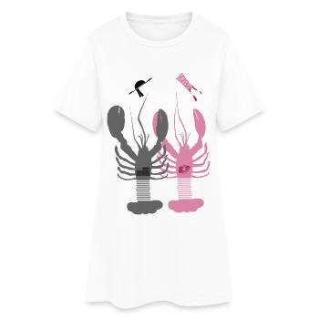 Bretagne - Homards gris et rose - Robe T-shirt Femme - blanc - Devant