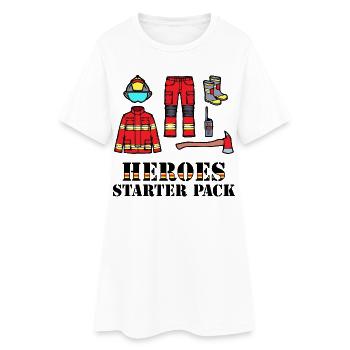 Casque de pompier Sauveteur Déclaration Brigade de pompiers - Robe T-shirt Femme - blanc - Devant