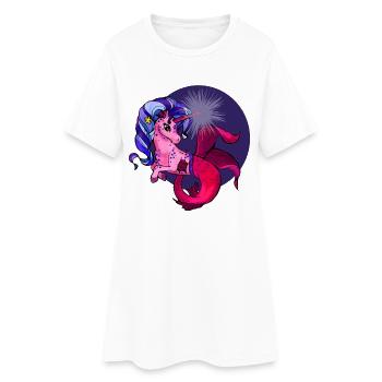 Magischer Meeres-Horn mit Meerjungfrau - Frauen T-Shirt-Kleid - Weiß - Vorne