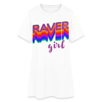 Ravermädchenzeichnung für Festival, Rave, EDM, Tanz - Frauen T-Shirt-Kleid - Weiß - Vorne
