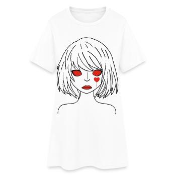 Blutendes Herz - Frauen T-Shirt-Kleid - Weiß - Vorne
