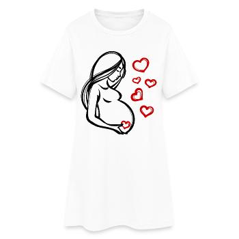 Coeur Grossesse Bébé Ventre Déclaration Enceinte - Robe T-shirt Femme - blanc - Devant