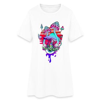 Zauberpilze Psychedelic Mushrooms Eye - Frauen T-Shirt-Kleid - Weiß - Vorne