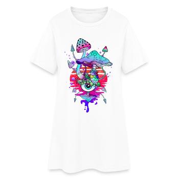 Zauberpilze Psychedelische Vaporwave Pilze - Frauen T-Shirt-Kleid - Weiß - Vorne