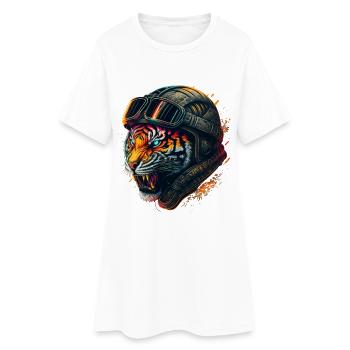 Tigre astronaute en casque - Robe T-shirt Femme - blanc - Devant