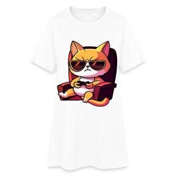 Cat Gaming Gamer Gamers Gamblers - Robe T-shirt Femme - blanc - Devant
