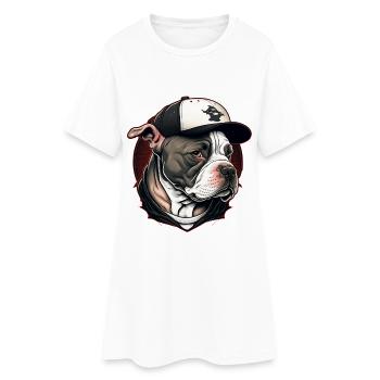 Bulldog streetwear casquette - Robe T-shirt Femme - blanc - Devant